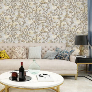 Vintage Floral Pattern Gold Wallpaper Roll