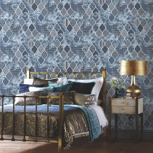 Moroccan Trellis-inspired Geometric Wallpaper